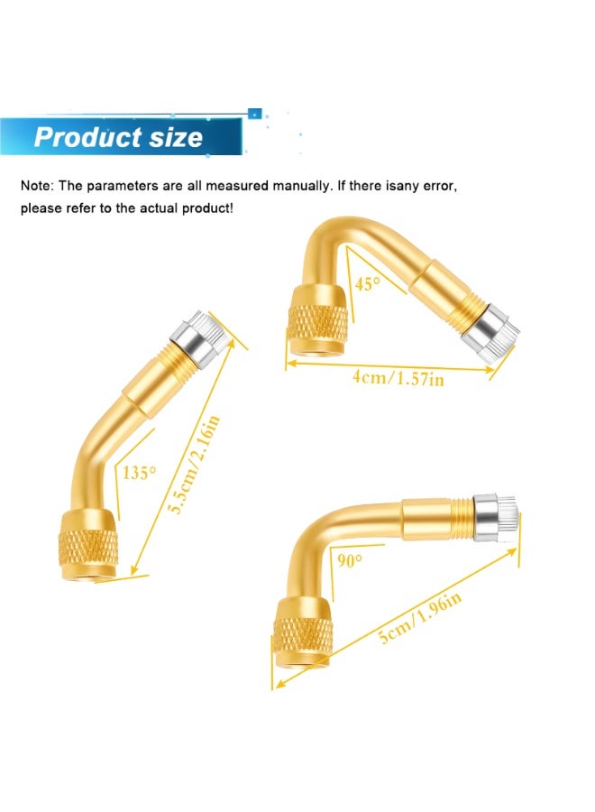 PAWSONIFY 7Pcs Tyre Valve Extension Adapter, Universal 45° 90° 135° Valve Extension, Schrader Valve Extension, Brass Air Tire Extension Schrader for Car Motorcycle Bike Truck RV Scooter - Image 2
